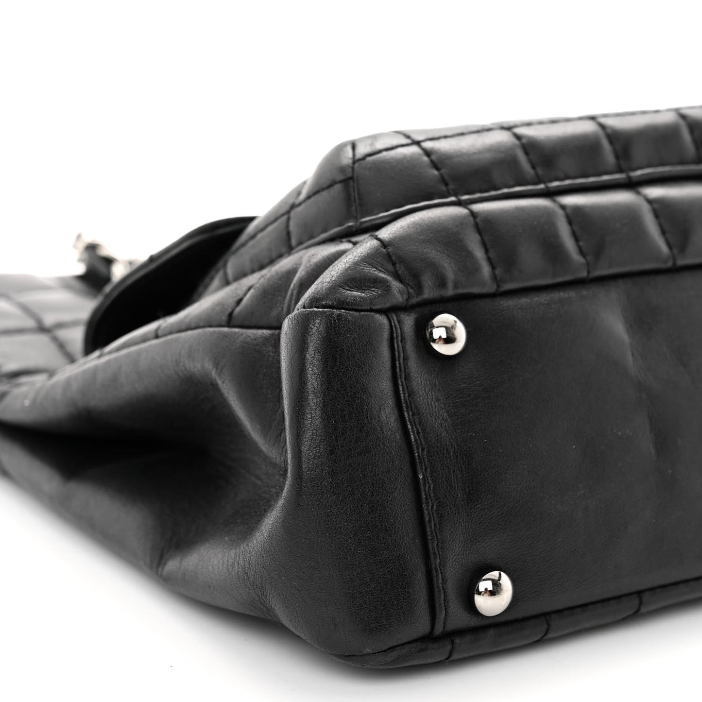 Lambskin Quilted Chocolate Bar Mademoiselle Shoulder Bag Black