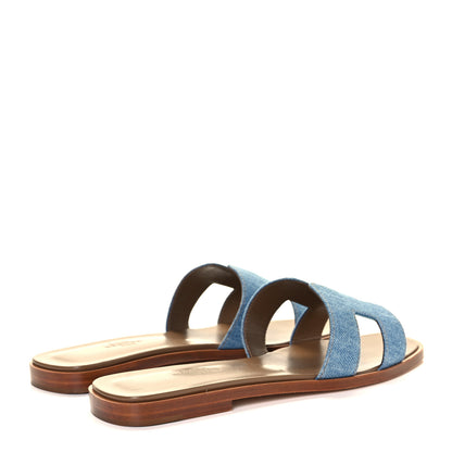 Hermes Denim Canvas Oran Sandals 37 Bleu Clair 4 of 9