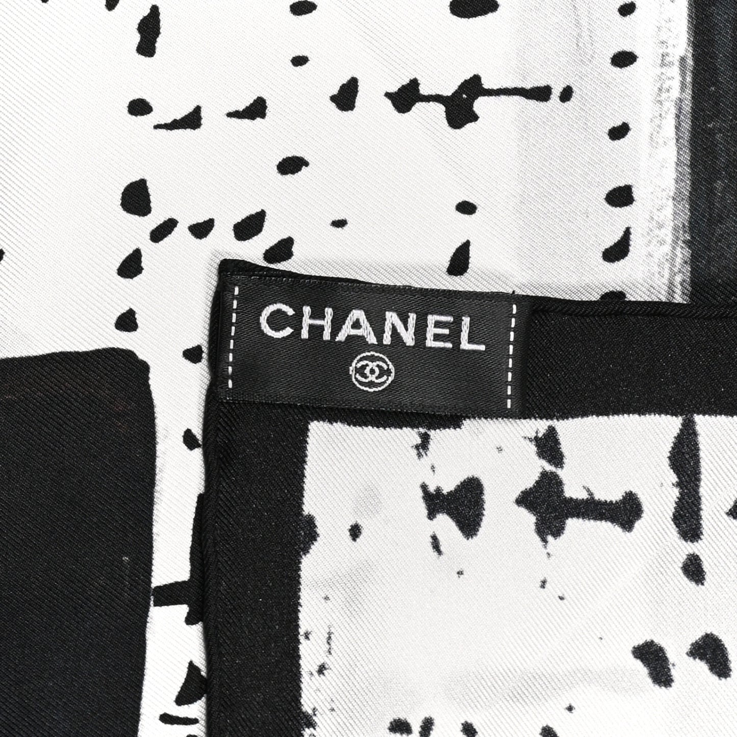 Silk CC Square Scarf Black Ivory