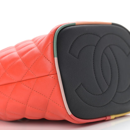 Chanel Lambskin Quilted Cuba Drawstring Tote Red White Blue 8 of 9