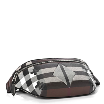 Burberry E-canvas Geometric Check Bum Bag Dark Birch Brown White 4 of 9