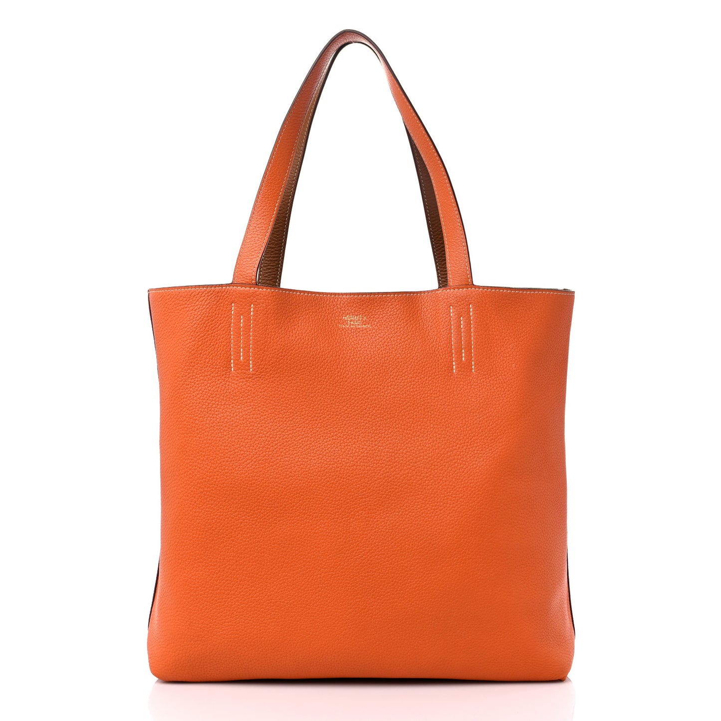 Taurillon Clemence Double Sens 45 Reversible Tote Orange Gold