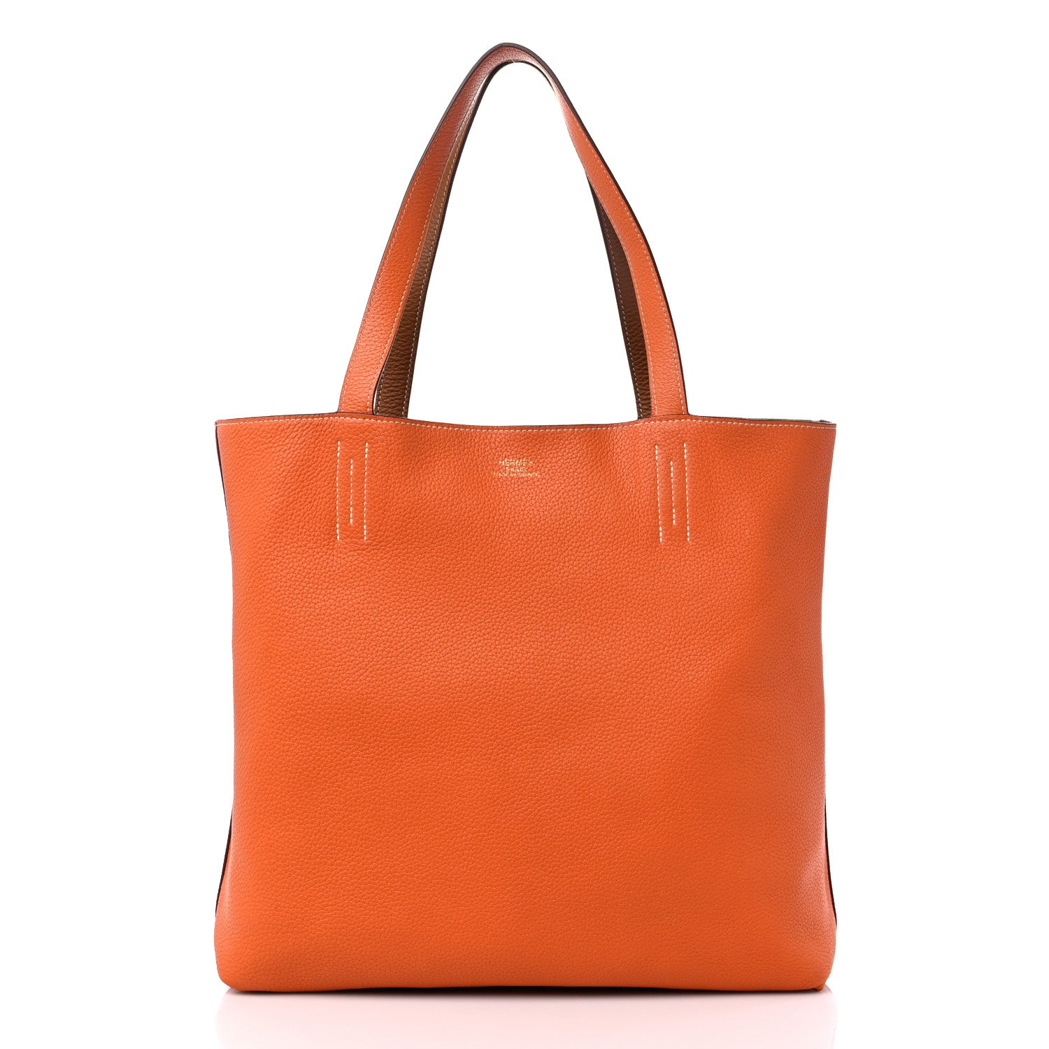Hermes Taurillon Clemence Double Sens 45 Reversible Tote Orange Gold 12 of 17