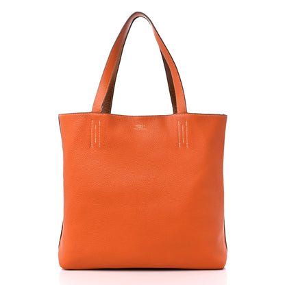 Hermes Taurillon Clemence Double Sens 45 Reversible Tote Orange Gold 12 of 17