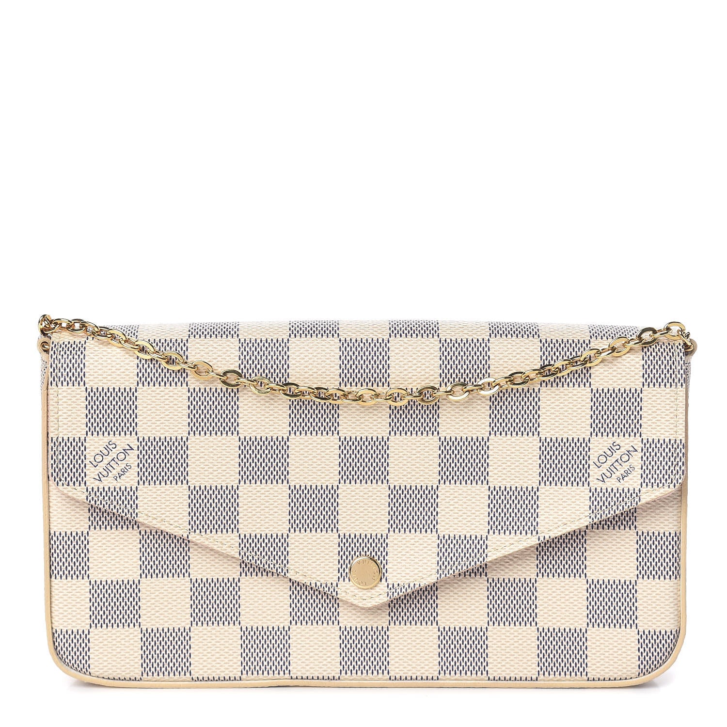 Louis Vuitton Damier Azur Pochette Felicie Chain Wallet Rose Ballerine 1 of 10