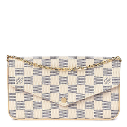 Louis Vuitton Damier Azur Pochette Felicie Chain Wallet Rose Ballerine 1 of 10