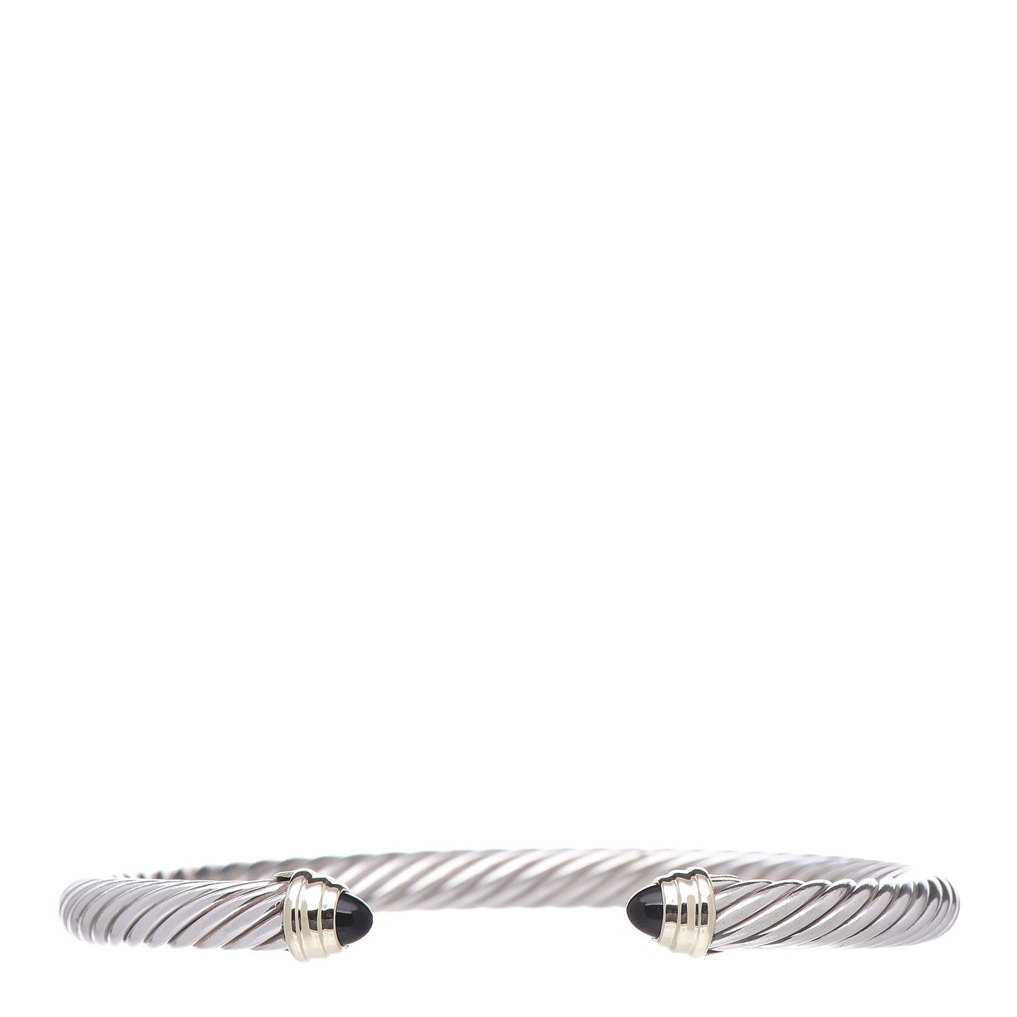 Sterling Silver 14K Yellow Gold Black Onyx 5mm Cable Classics Petite Color Bracelet