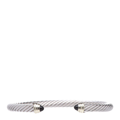 David Yurman Sterling Silver 14K Yellow Gold Black Onyx 5mm Cable Classics Petite Color Bracelet 1 of 5