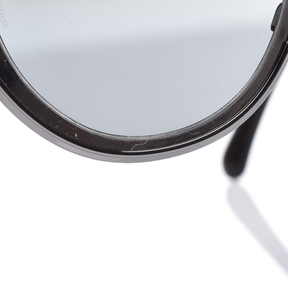 Chanel Metal Cat Eye Sunglasses 4222 Silver Black 9 of 10