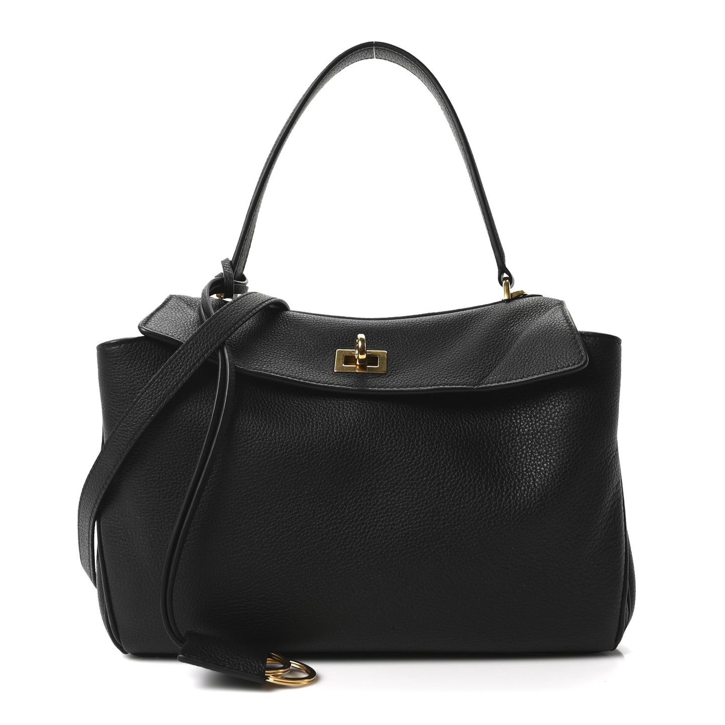 Grained Calfskin Small Rodeo Top Handle Handbag Black