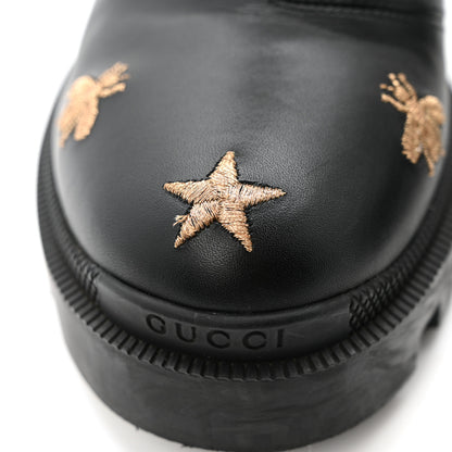 Gucci Calfskin Bee Star Embroidered Belt Ankle Boots 38 Black 10 of 12