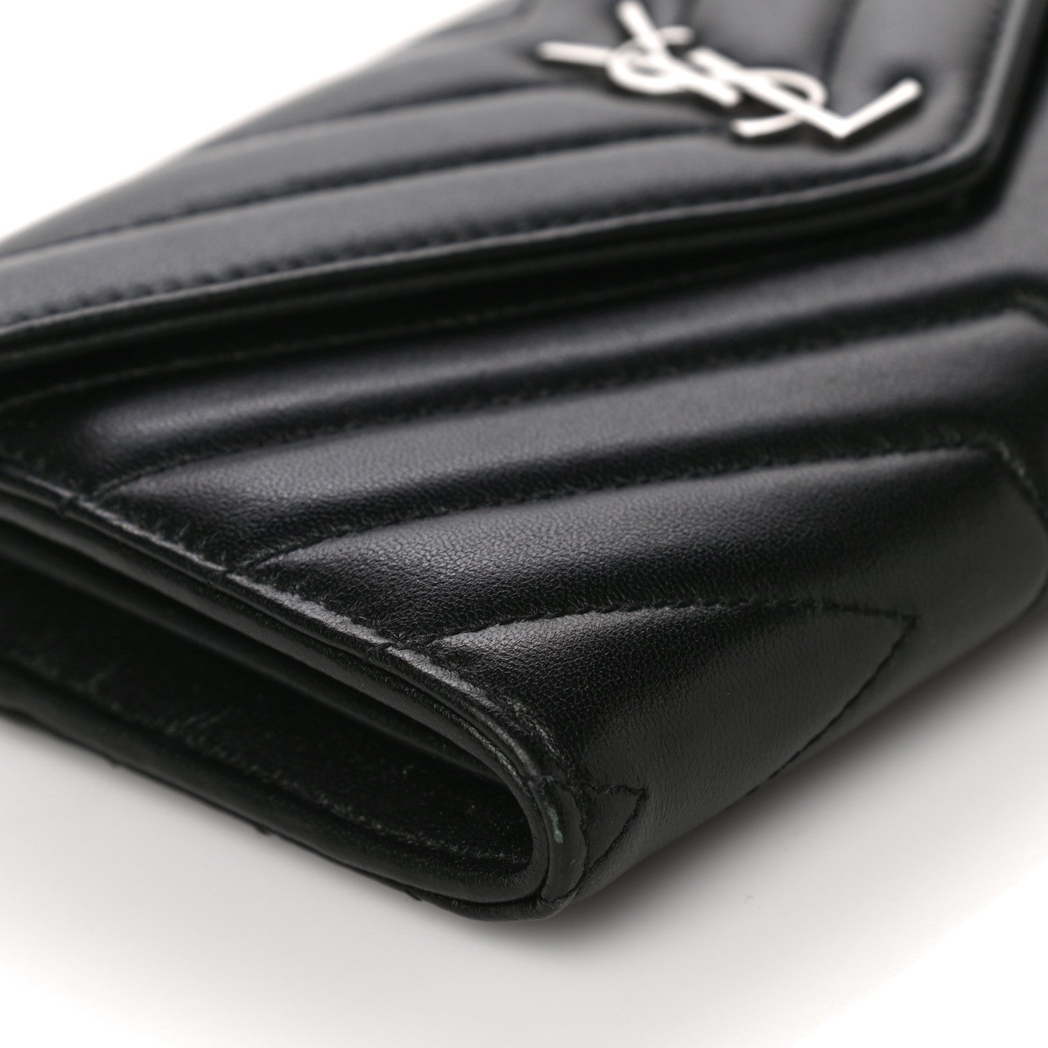 Saint Laurent Lambskin Y Quilted Monogram Large Loulou Flap Wallet Black 8 of 11