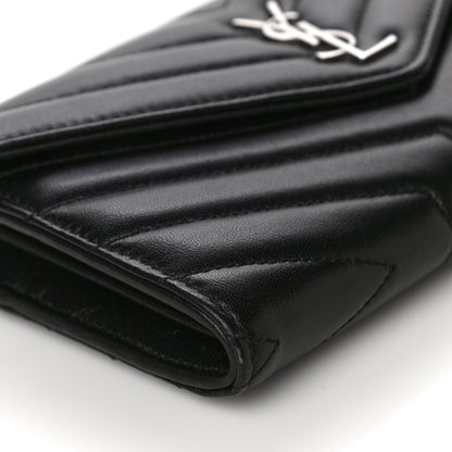 Saint Laurent Lambskin Y Quilted Monogram Large Loulou Flap Wallet Black 8 of 11