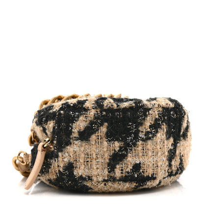 Chanel Wool Tweed Lambskin Quilted Chanel 19 Round Clutch With Chain and Coin Purse Beige Black 4 of 10