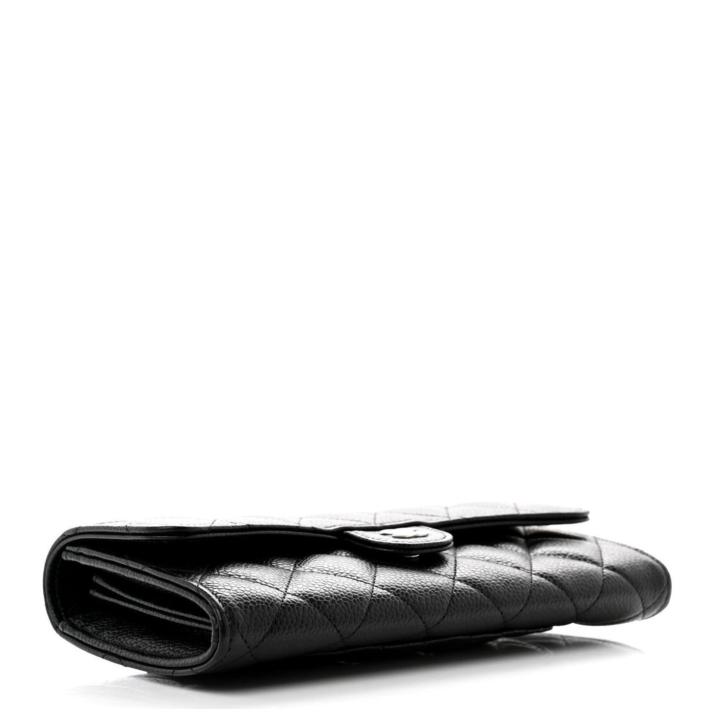 Caviar Quilted Large Gusset Flap Wallet Black