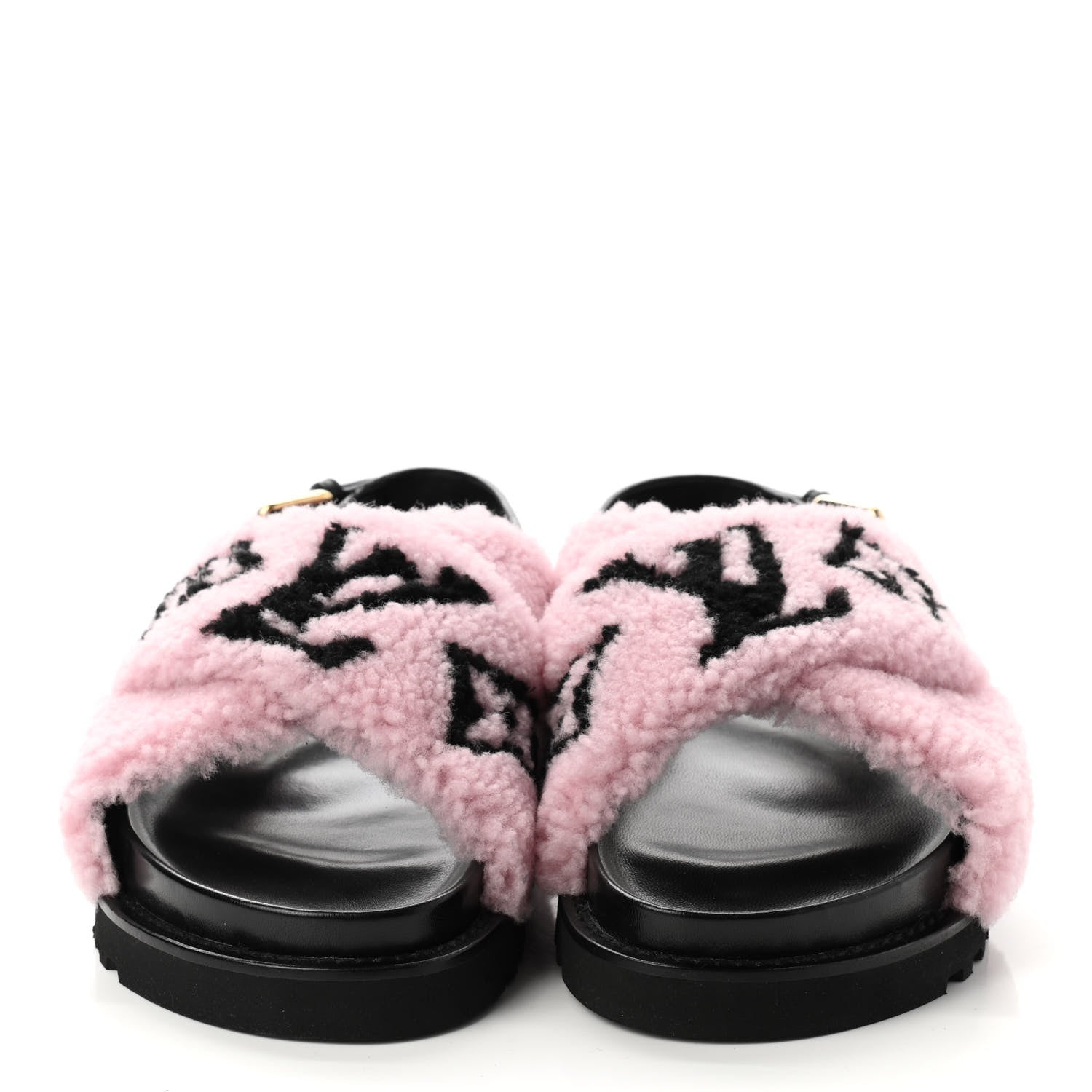 Louis Vuitton Shearling Paseo Sandals 38.5 Pink 2 of 7