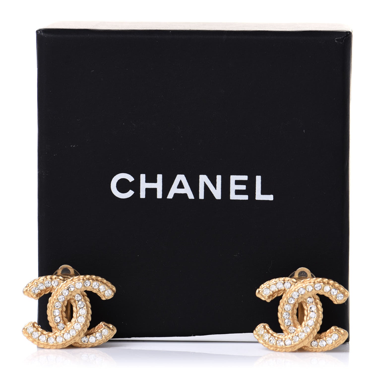 Chanel Crystal CC Clip On Earrings Gold 5 of 5
