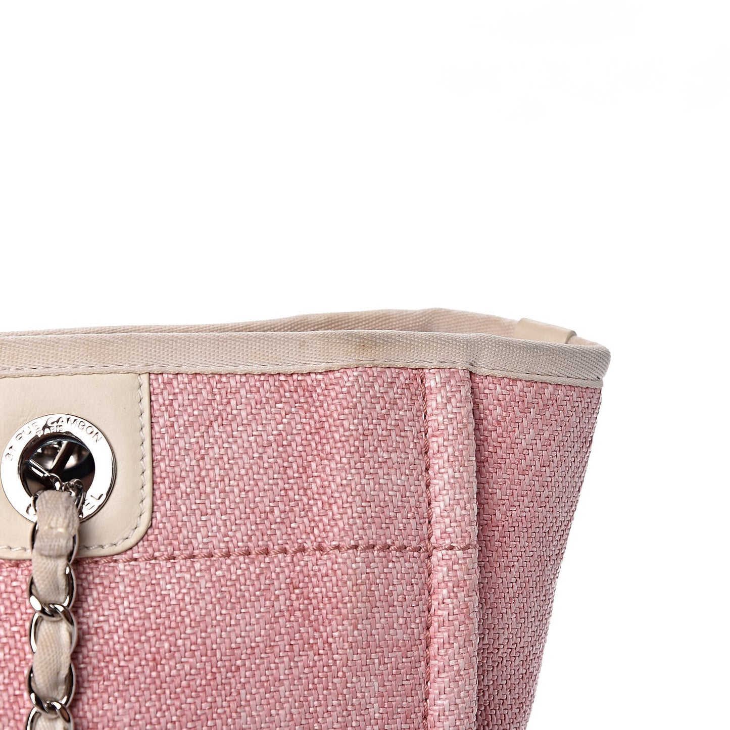 Woven Straw Raffia Small Deauville Tote Pink