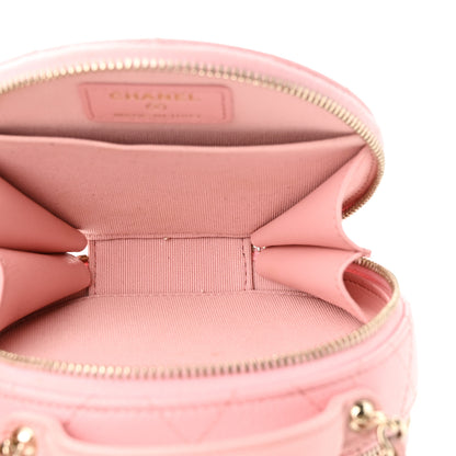 Chanel Caviar Quilted Round Handle With Care Vanity With Chain Pink 6 of 12