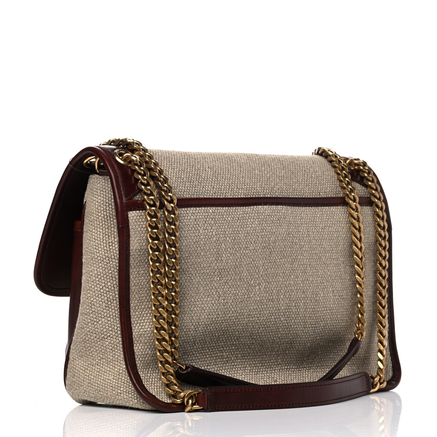 Saint Laurent Cotton Canvas Vintage Calfskin Monogram Medium Niki Chain Satchel Natural Chocolate 5 of 17