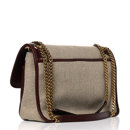 Saint Laurent Cotton Canvas Vintage Calfskin Monogram Medium Niki Chain Satchel Natural Chocolate 5 of 17