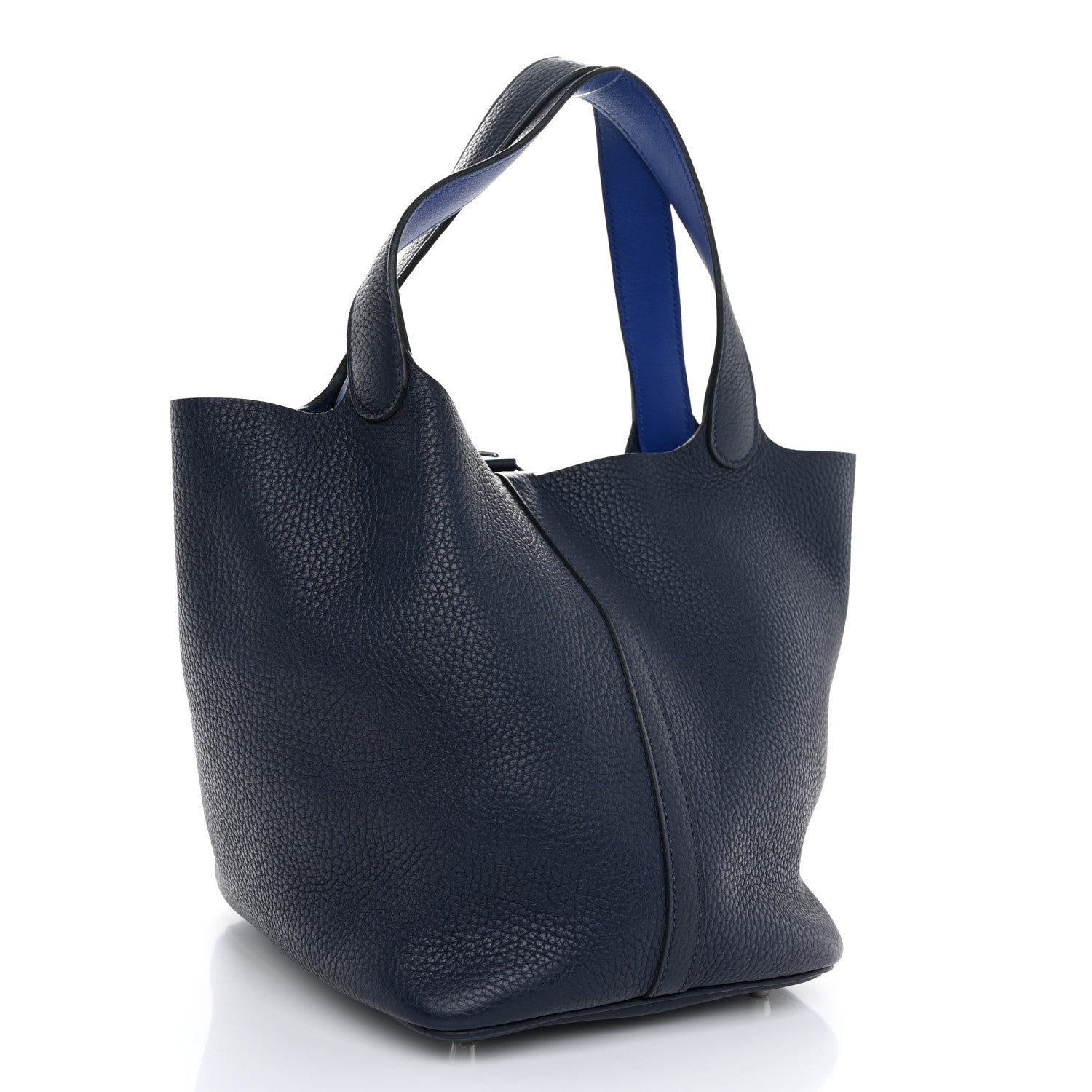 Hermes Taurillon Clemence Swift Eclat Picotin Lock 22 MM Bleu Nuit Bleu Electrique 3 of 10