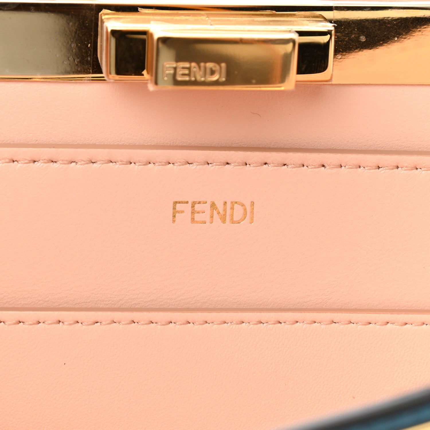 Fendi Vitello Seta Shiny Nappa Medium Peekaboo I SEE U Satchel Blue Velvet Light Rose 10 of 11