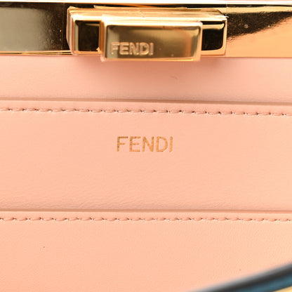 Fendi Vitello Seta Shiny Nappa Medium Peekaboo I SEE U Satchel Blue Velvet Light Rose 10 of 11