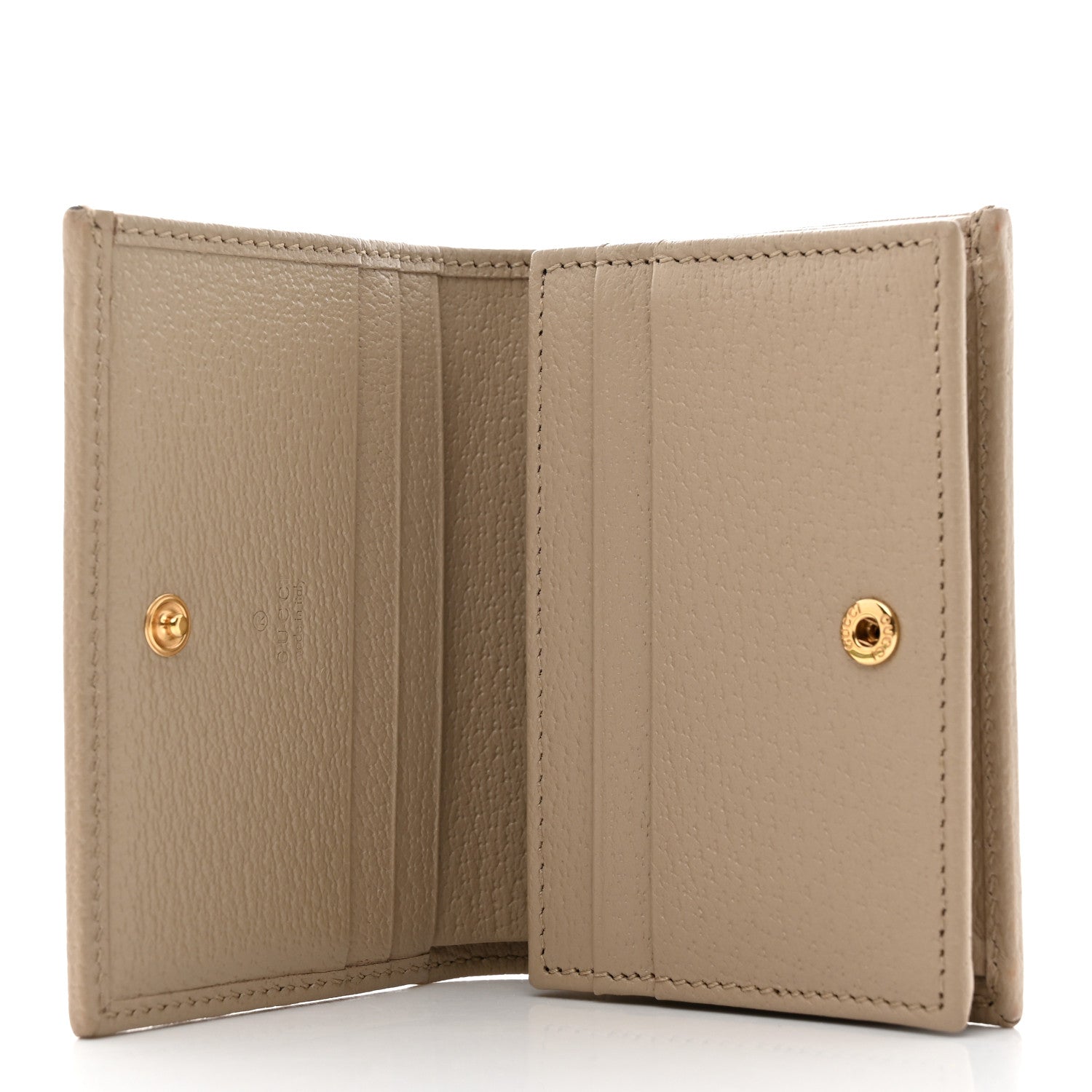 Gucci GG Supreme Monogram Textured Dollar Calfskin Horsebit 1955 Card Case Wallet Beige Mystic White Oatmeal 5 of 8