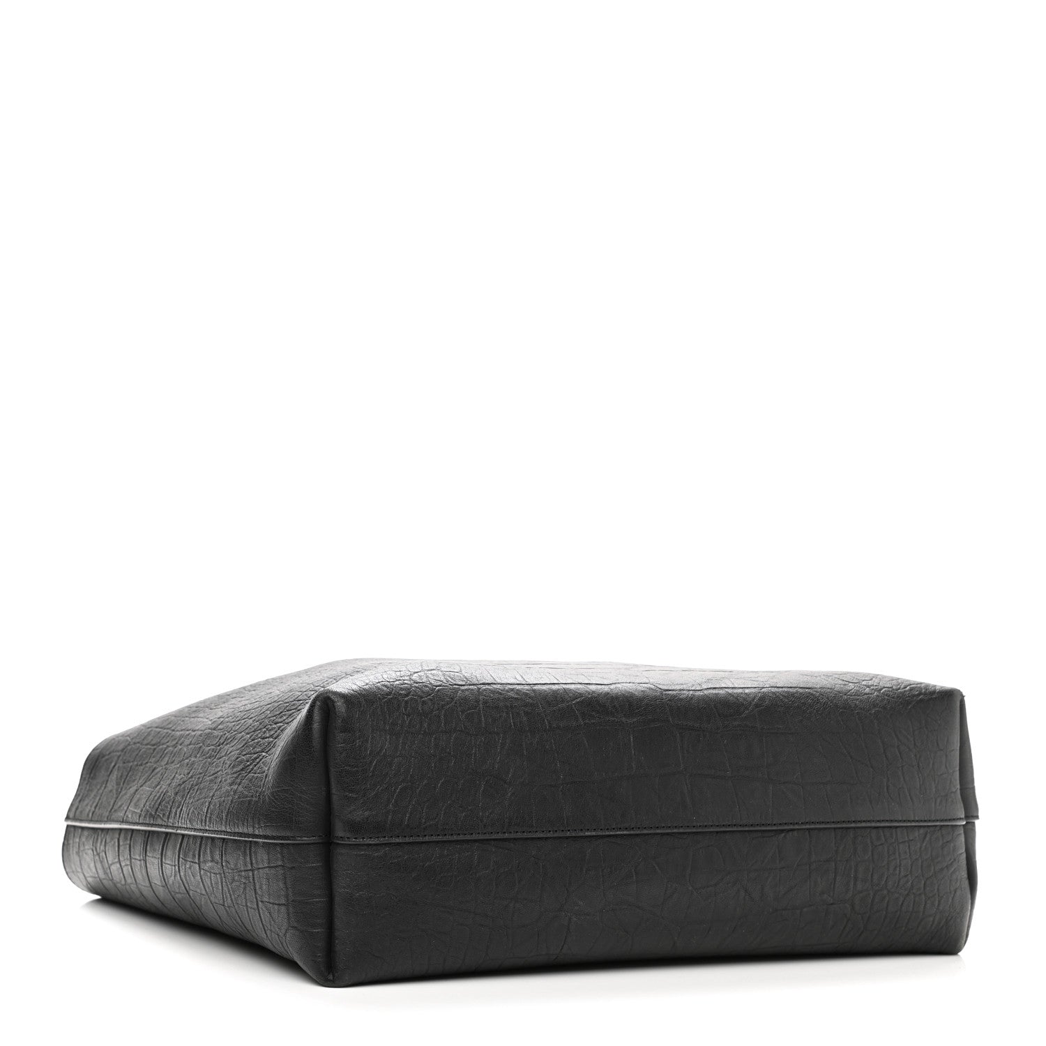Saint Laurent Calfskin Crocodile Embossed Large Shopper Tote Black 4 of 9