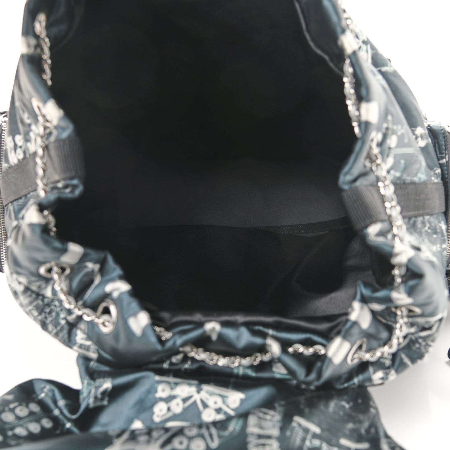 Sequin Nylon Lambskin Astronaut Essentials Backpack Black White