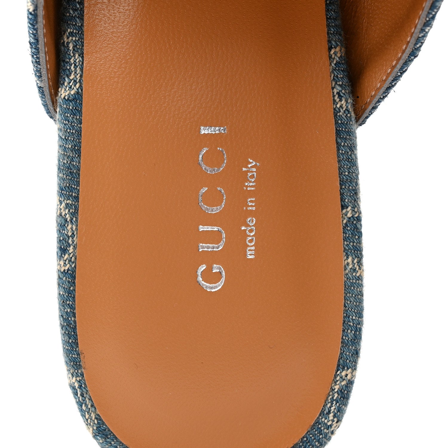 Gucci New Denim GG Malaga Kid Womens Princetown Slippers 36.5 Light Blue Royale 8 of 9