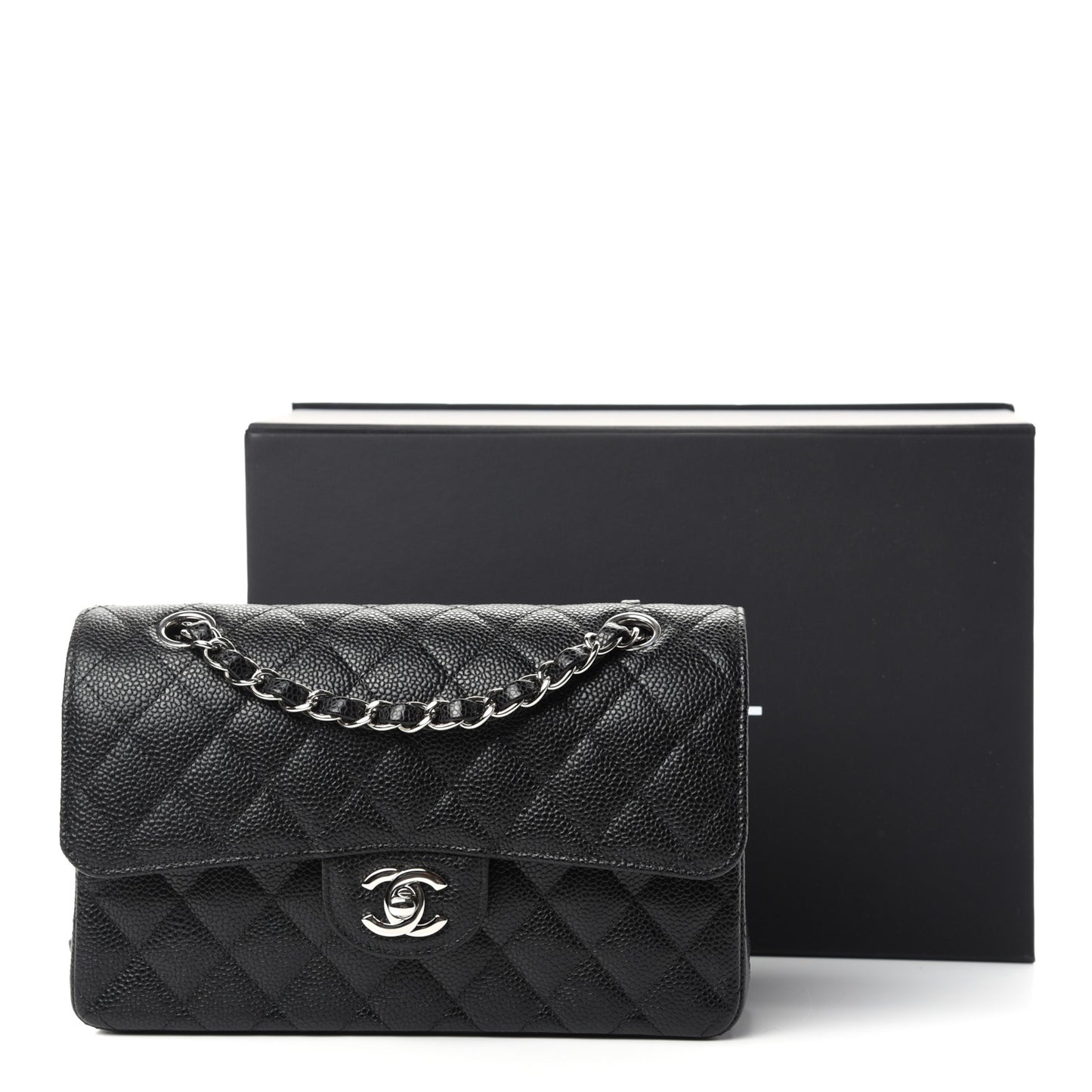 Caviar Quilted Small Double Flap Black