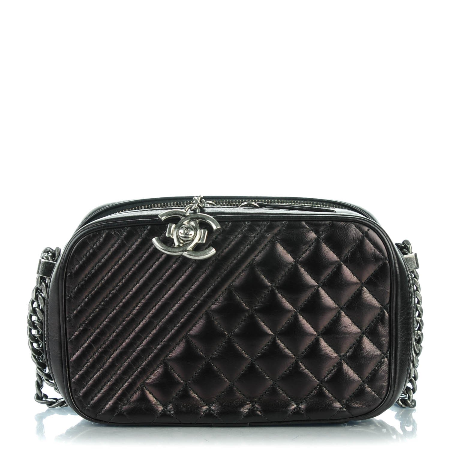 Chanel Glazed Calfskin Small Coco Boy Camera Case Black 1 of 7
