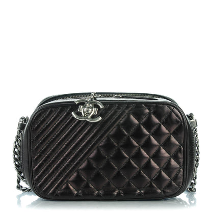 Chanel Glazed Calfskin Small Coco Boy Camera Case Black 1 of 7