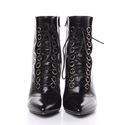 Saint Laurent Shiny Calfskin Fetish Lace Up Ankle Boots 40 Black 2 of 10
