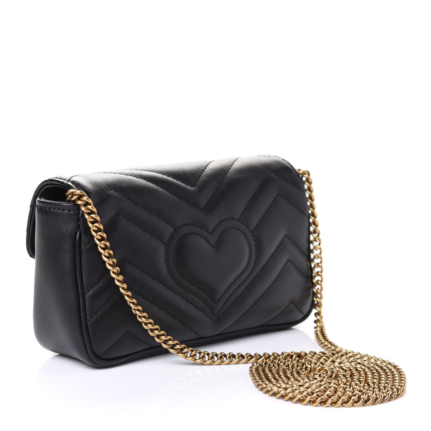 Gucci Calfskin Matelasse Super Mini GG Marmont Shoulder Bag Black 3 of 5