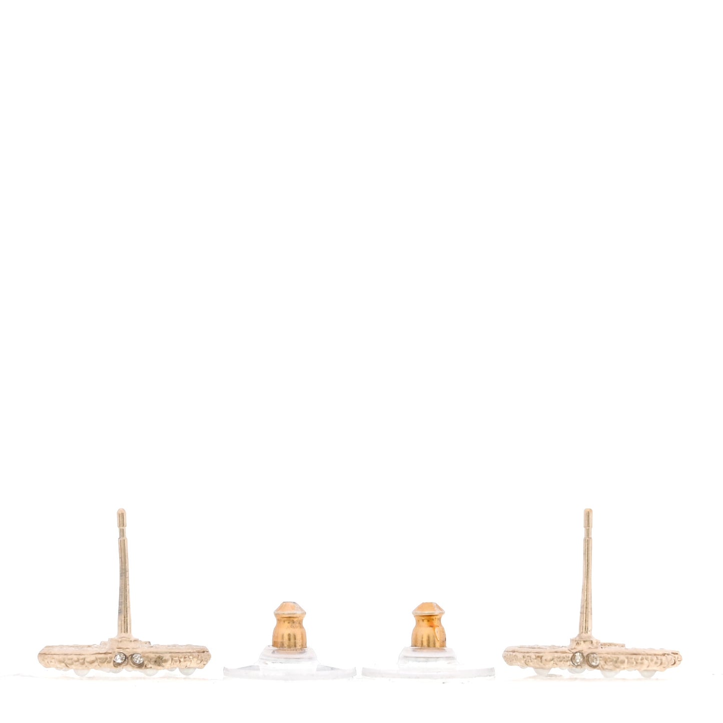 Metal Graduated Pearl Crystal CC Earrings Light Gold