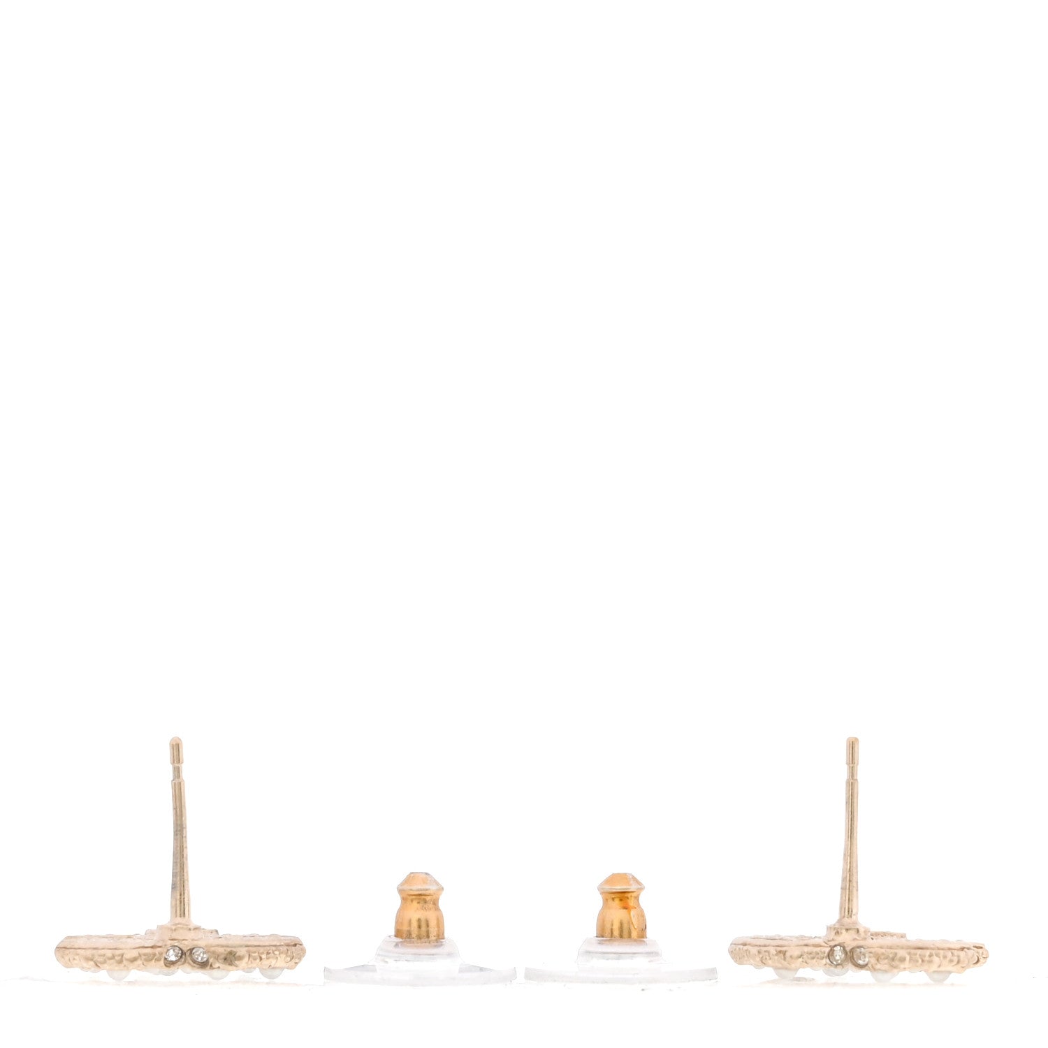 Chanel Metal Graduated Pearl Crystal CC Earrings Light Gold 3 of 5