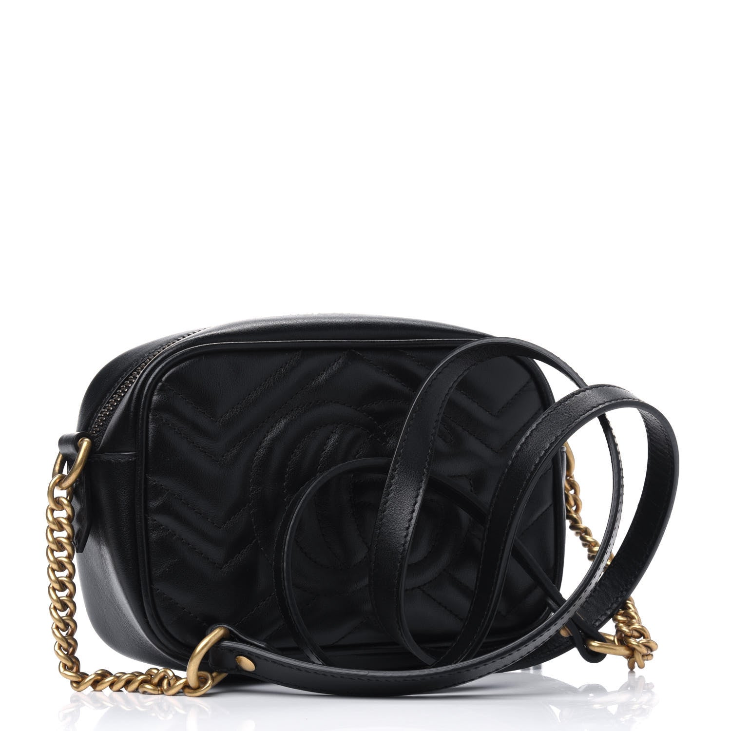 Gucci Calfskin Matelasse Mini GG Marmont Chain Shoulder Bag Black 2 of 6