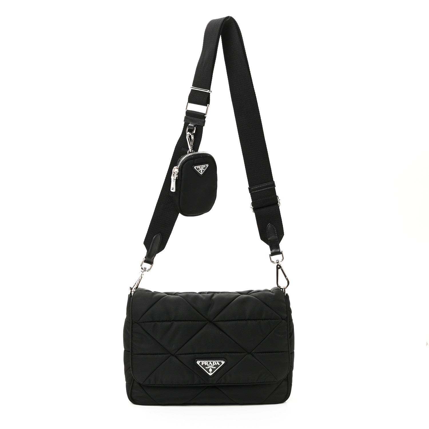 Prada Re-Nylon Quilted Padded Flap Shoulder Bag Black 1 of 11
