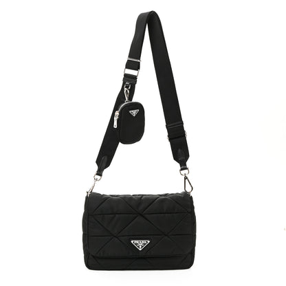 Prada Re-Nylon Quilted Padded Flap Shoulder Bag Black 1 of 11