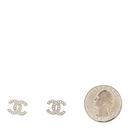Chanel Crystal Timeless CC Earrings Silver 2 of 4