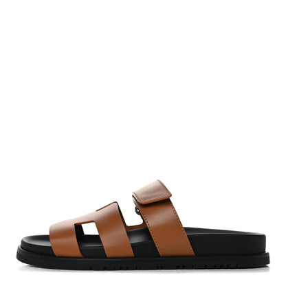 Hermes Calfskin Womens Chypre Sandals 37 Naturel 1 of 10