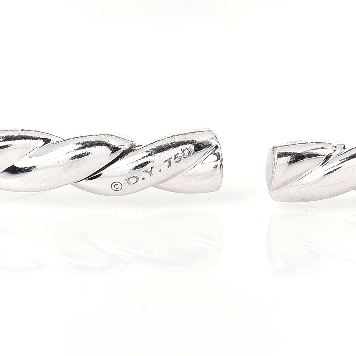 David Yurman 18K White Gold Diamond 3.5mm Paveflex Single Row Bracelet 4 of 4