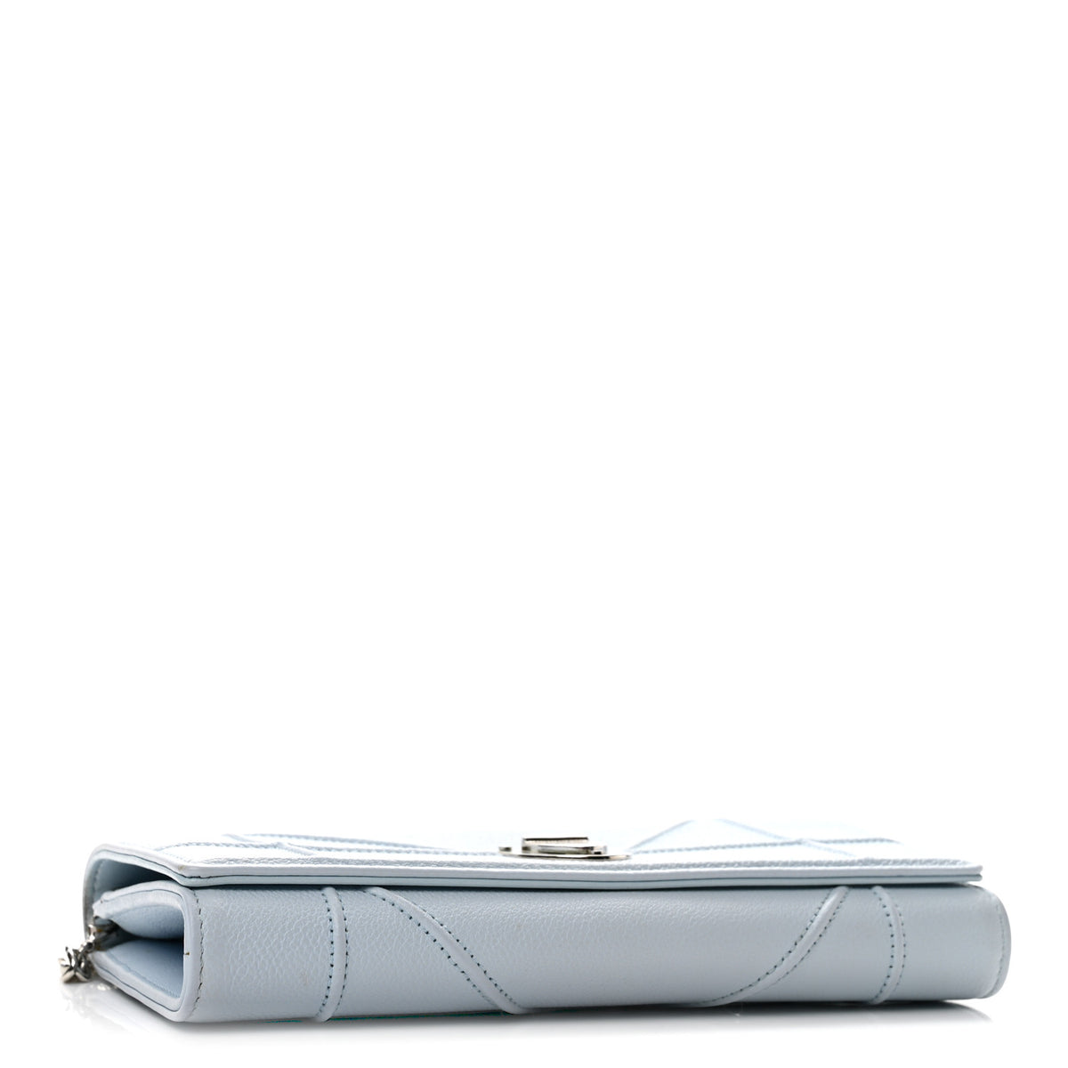 Grained Calfskin Diorama Croisiere Chain Wallet Light Blue