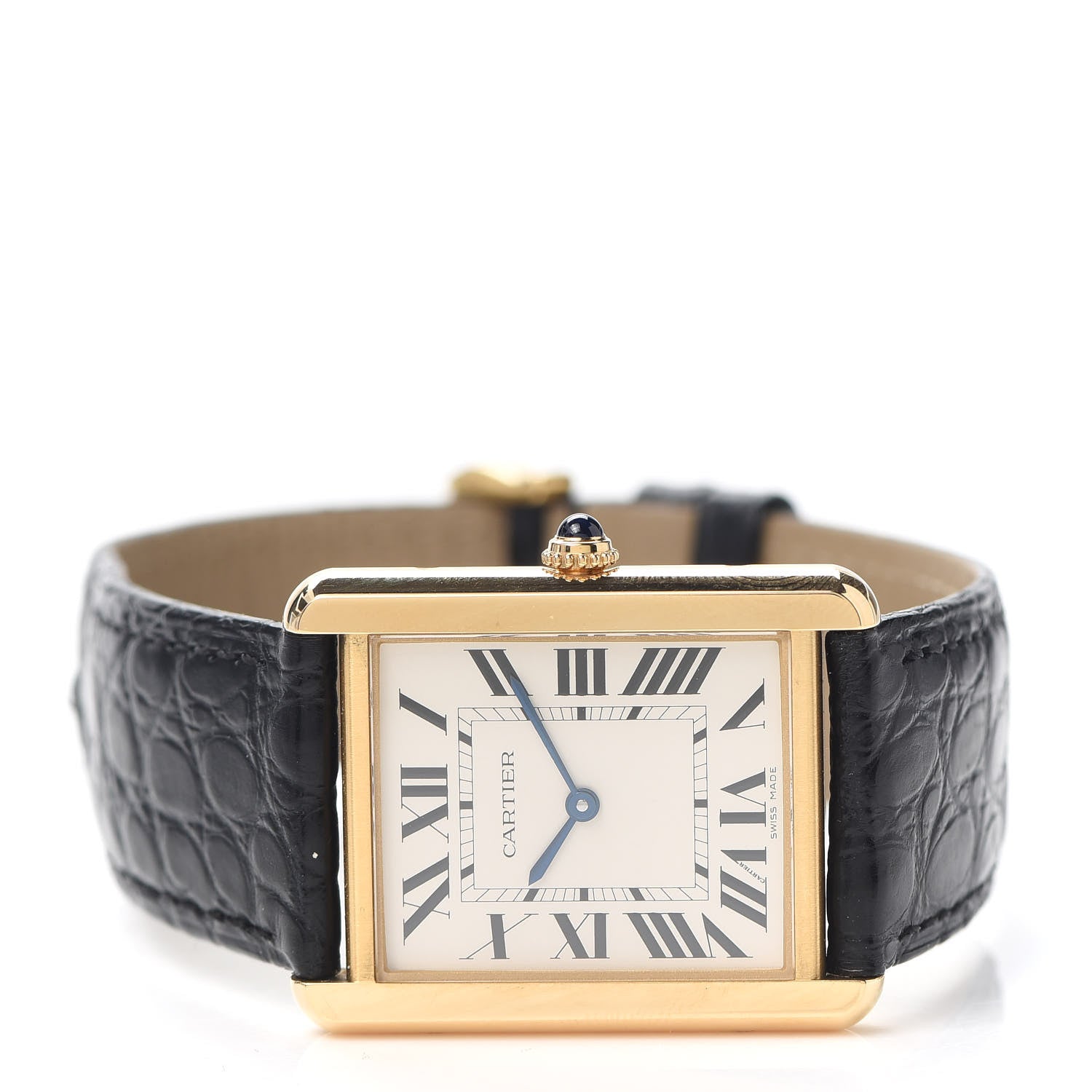 Cartier Stainless Steel 18K Yellow Gold Alligator 27mm Tank Solo Quartz Watch 2 of 4