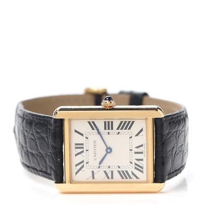 Cartier Stainless Steel 18K Yellow Gold Alligator 27mm Tank Solo Quartz Watch 2 of 4
