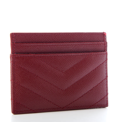 Saint Laurent Grain De Poudre Matelasse Chevron Monogram Credit Card Case New Red 3 of 6