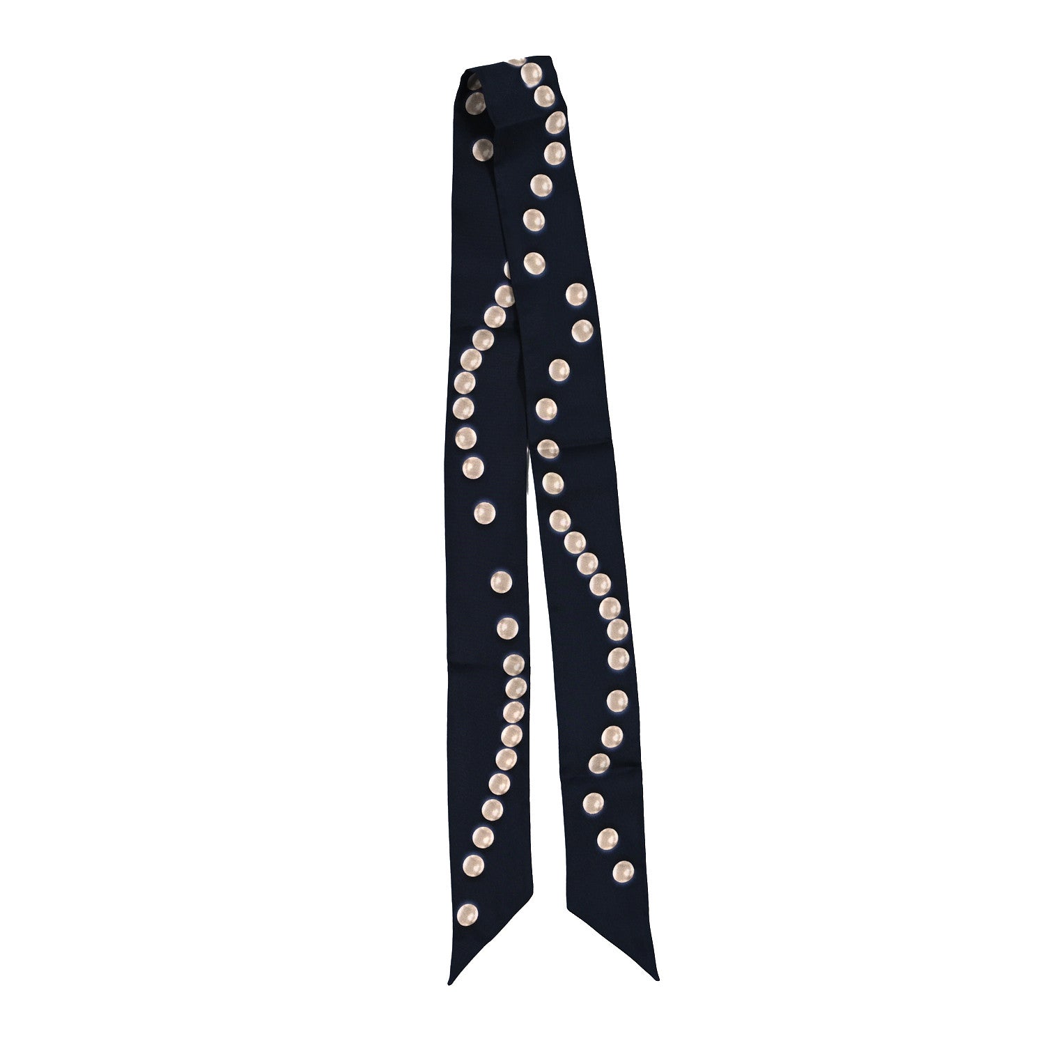 Chanel Silk Pearl CC Slim Bandeau Scarf Navy 2 of 4